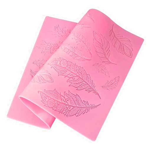 FYZ Brothers Embossing Lace Fondant Molds, Cake Flowers Lace Mats Molds, Silicone Molds for Cake Decorating - Feather