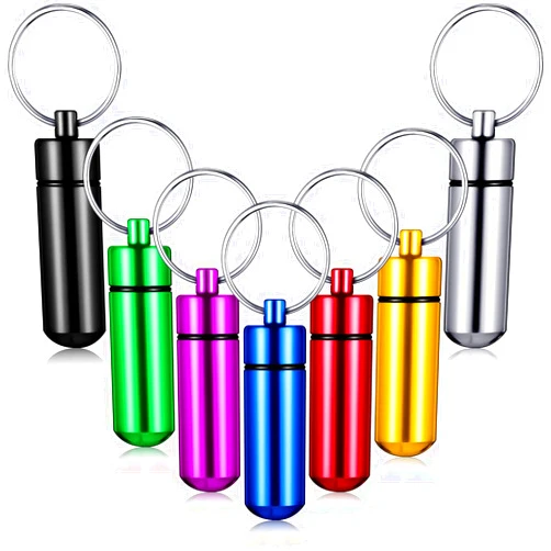Patelai 12 Pieces Portable Pill Case Container Mini First Aid Keychain Pill Holder Waterproof Aluminum Medicine Bottle for Medications Vitamins Supplements Outdoor Camping Travel(Colorful)