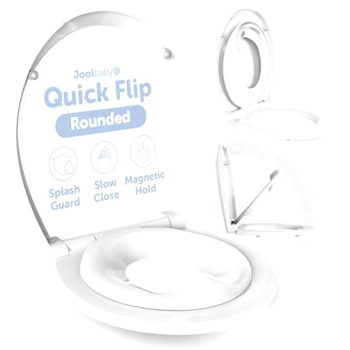 Jool Baby Products Quick Flip Round Toilet Seat with Built-In Potty & Splash Guard for Toddler Training, Slow Close - Jool Baby