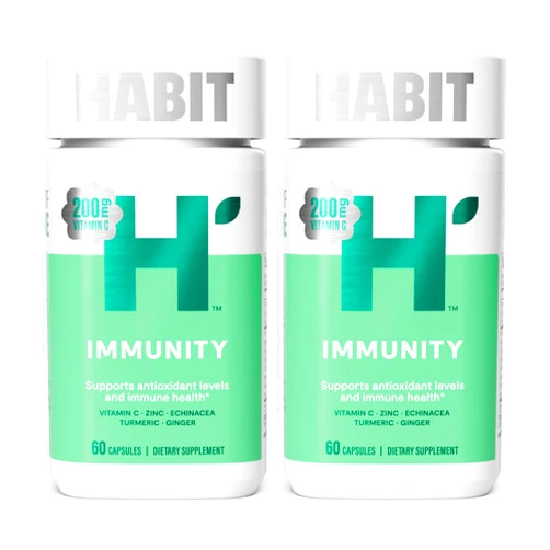 H' Habit Habit Immunity Supplement 2 Pack (120 Capsules) - New Look, Echinacea, Elderberry, Turmeric, Zinc Blend to Support Immune Health and Antioxidant Levels, Vegan, Non-GMO