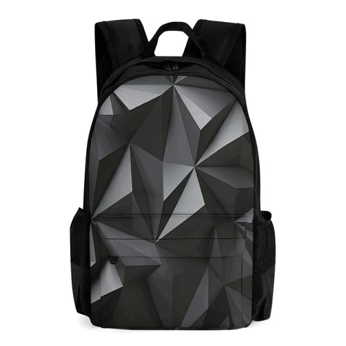 Rkklvbns Black Geometric Casual Backpack 16.1 Inch Laptop Bag Waterproof Travel Daypack With Compartments Unisex Bookbag