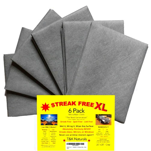 Streak free / 3 Streak Free XL Microfiber Cloths - Commercial Grade - 6 Pack