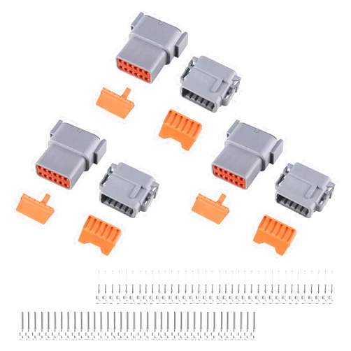 MUYI 84PCS DTM Connector Kit, 3 Sets 12 Pin IP67 Waterproof Connector DTM04-12P/DTM06-12S for 22-15 AWG Wire Harness with Size 20 Contacts Pin Sockets