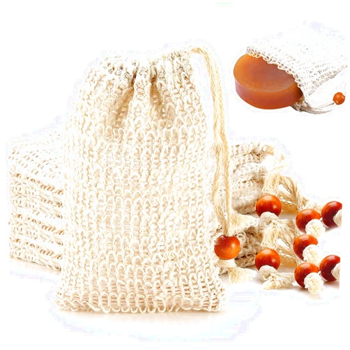 AMAHOMESA 8 Pack Soap Bag Natural Sisal Soap Saver Bag Pouch Mesh Waste Exfoliating Foaming and Drying Soap Holder for Shower