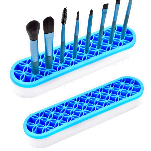 ESIW 2 PCS Multi-Purpose Cosmetic Storage Box, Desktop Organizers Silicone Make Up Brush Storage Stand Desktop Storage Box for Brush,Eyeliner Pencil,Art Supplies, Painting Brush(Blue)