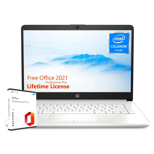 HP Thin Everyday Laptop Computer - with Microsoft Office Lifetime License, 16GB RAM, 320GB Storage(64G eMMC+256G U-Drive), Intel Quad-Core CPU, 14