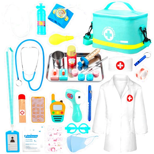 Sundaymot Doctor Kit for Kids, 34 Pcs Pretend Playset for Toddlers, Doctor kit for Toddlers 3-5, with Medical Bag, Stethoscope and Other Accessories, for Boys and Girls Fun Role Playing Game