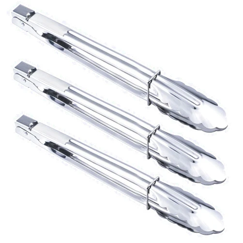 HINMAY Stainless Steel Serving Tongs Grilling Tongs for Cooking Camping Barbecue (12-Inch 3 Pieces)