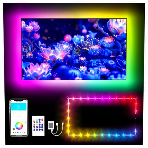 DAYBETTER LED Lights for TV 15FT, TV LED Backlight 65-75 inch, RGB LED Strip Lights Behind TV with APP Remote Control, Music Sync Color Changing with Bluetooth for Bedroom Gaming Room Decor