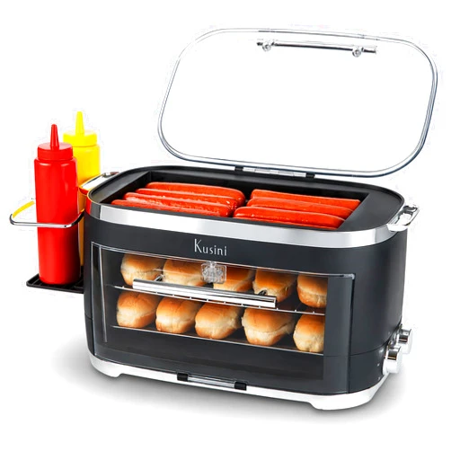 Kusini Hot Dog Roller Grill & Toaster Oven - Holds 8 Hot Dogs & 8 Buns, keep warm Option & Condiment Holder - Kitchen Appliance Hot Dog Cooker Machine - Hosting Party Essential, Unique Gifts Idea