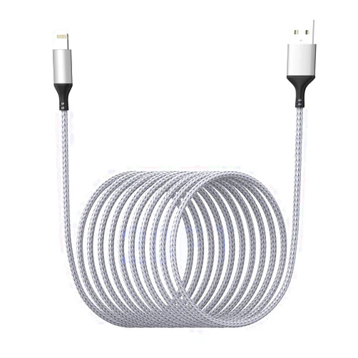 MTAKYI iPhone Charger 20FT/6M [Apple MFi Certified] Lightning Cable Extra Long iPhone Charging Cord Nylon Braided Fast Apple Charger Cable 2.4A for iPhone 12 11 Pro X XS Max XR/8 Plus/7 Plus/6/6s Plus-Silver