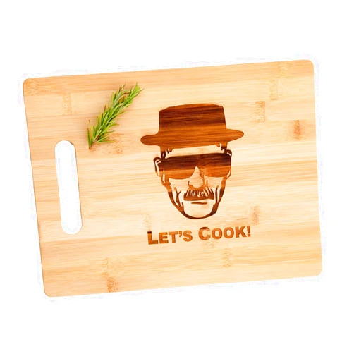 The Quintessential Hostess Breaking Bad Engraved Bamboo Wood Cutting Board with Handle Funny Gift for Father's Day Birthday Christmas Charcuterie Cheese Tray 13 x 9.5