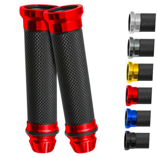 DREAMIZER Motorcycle Handlebar Grips 7/8-22mm Handle Grip Universal CNC Handlebar Cap for CBR CB GSXR 600 650 1000 R6 Ninja ZX H2 - Red