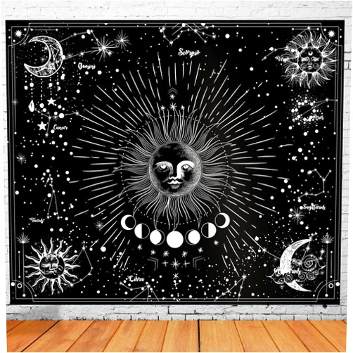 DREAMPASS Sun And Moon Tapestry Black White Stars Bedroom Room Tapestry, Constellations Psychedelic Decoration Living Mysterious Decorated Aesthetic Dark Spiritual Tapestries Wall Hanging Decor