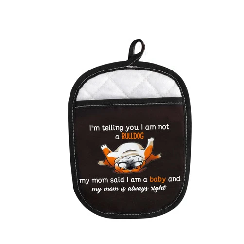JNIAP Bulldog Gift English Bulldog Pot Holder Bulldog Lover Gift I Am Not a Bulldog I’m a Baby Dog Oven Mitt Bulldog Owner Mom Gift(Bulldog potholder)