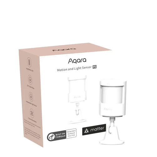 Aqara Motion and Light Sensor P2, Matter Over Thread, Requires 2-in-1 Matter Controller & Thread Border Router, Motion Detector with Light Sensor, Supports Apple Home, Alexa and SmartThings