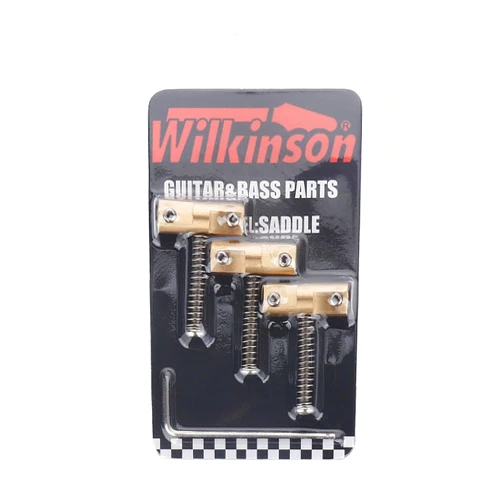 Jenshepoe Wilkinson Guitar Bridge Compensated Brass Saddles Set (3pcs) Barrel-Style Bridge Saddle for Tele Vintage Electric Guitar Replacement Part