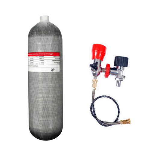 TUDIVING-4.7L 4500Psi Carbon Fiber Cylinder High Pressure Tank,286 Cu in Diving Tank with DIN Valve Scuba Diving Adapter Filling Station,HPA Cylinder Pcp Paintball Air Tank M18*1.5