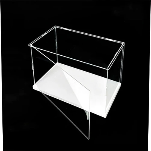 MECC Openable Clear Acrylic Display Case-Assemble Countertop Box with white Base for Display-Clear Display Box,Dustproof Protection Showcase for Figures Toys Collectibles (14x8x8inch/35x20x20cm)