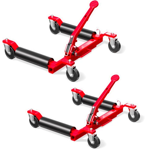 AutoBull Car Dolly Jack Set of 2, Mechanical 1500-lbs Wheel Dolly, 9'' car Wheel Dolly Positioning Jack, Car Dollies for Vehicle Positioning & Auto Repair Moving, Red
