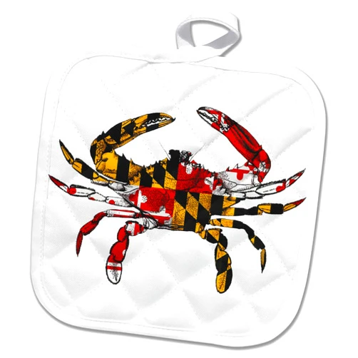 3dRose 3D Rose Maryland Crab Flag. Pot Holder, 8 x 8