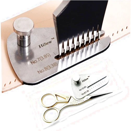Hisew- Leather Stitching Punch Aid Pulling Plate and Scissor Kit, Diamond Lacing Chisel or Pricking Iron Aid Mate, Leather Craft Work Tools Accessories