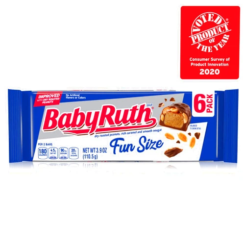 Baby Ruth Milk Chocolate Snack Tray, 6 Individually Wrapped Ferrero Candy Bars, 3.9 Ounce