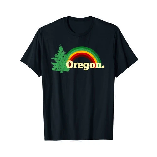 Retro vintage Oregon Coast shirts and apparel Retro Vintage Oregon Throwback rainbow distressed gift T-Shirt