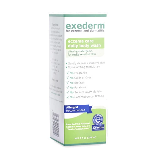 Exederm Body Wash for Eczema & Dermatitis, 8 Fl Oz, Ultra Sensitive Non-Irritating Bodywash, Gentle, Moisturizing Anti-Itch Cleanser for Red, Itchy, Dry Skin, Hypoallergenic, Sulfate & Paraben Free