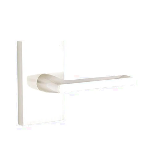 EMTEK Modern Rectangular Rosette Passage Set with Matching Finish Helios Lever - Choice of Left/Right Handing and 7 Finishes - 5112HLOLHUS15 - Left Handed (LH) - Satin Nickel (US15)