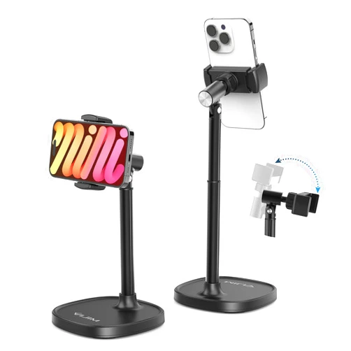 ULANZI Cell Phone Stand Mount for Desk, Vijim HP004 Adjustable Height & Angle Phone Holder, 360 Degree Rotating Desktop Phone Stand Compatible with iPhone, Samsung and All Phones