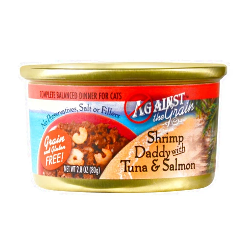 Against The Grain Shrimp Daddy with Tuna & Salmon Dinner for Cats - 24, 2.8 oz Cans