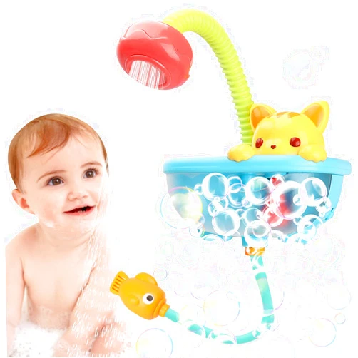 BananMelonBM Baby Bath Toy with Shower Head, Cat Water Spray Squirt Shower Faucet and Automatic Bubble,Bathtub Water Pump Summer Essentials for Toddlers and Kids