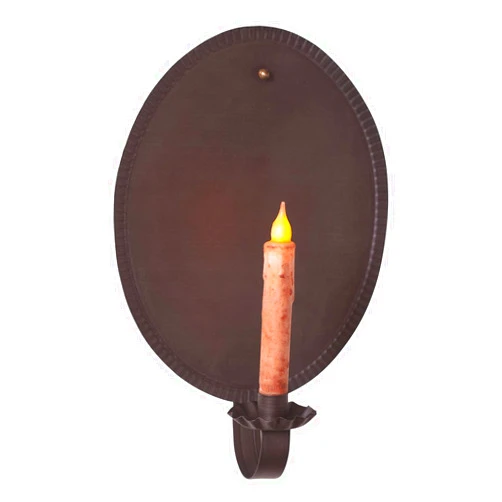 Irvin's Tinware, 212KB, Round Crimped Candle Tin Sconce, Rustic Country Home Decor
