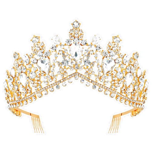 TOBATOBA Gold Crown for Women, Wedding Tiaras for Women Crystal Princess Tiara Queen Crowns for Women Wedding Tiaras for Bride Quinceanera Headpieces for Birthday Prom Pageant Halloween Cosplay