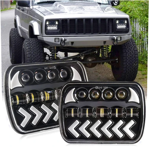 Maimiao H6054 LED Headlights 5x7 7x6 150W DOT 500% Bright Anti-glare Headlamp DRL Turn Signal Hi/Low Sealed Beam for Jeep Cherokee XJ Wrangler YJ Ford Chevy GMC Nissan (2Pcs)
