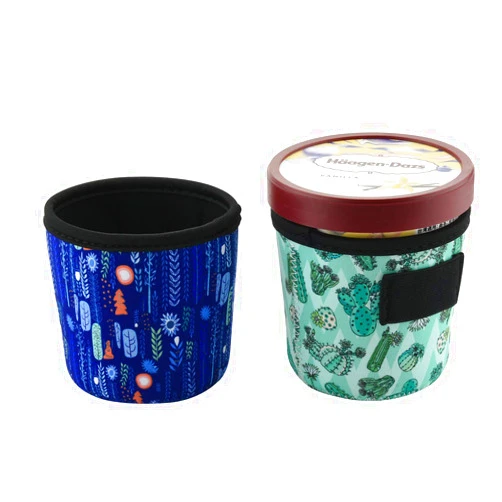 Bluecell World 2 Pack Cactus and Plant Pint Size Ice Cream Sleeves Cozy Neoprene Cover with Spoon Holder Cover (Plant)