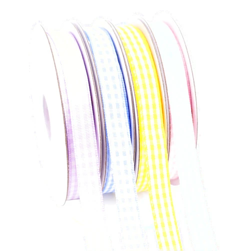 IDONGCAI Gingham Ribbon 60 Yards 4 Rolls Plaid Ribbon 3/8 Inch Checkerd Ribbon for Gift Wrapping Baby Shower(Light Purple Yellow Blue Pink)