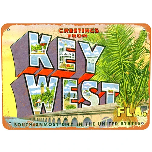 Famely Joycenie Tin Sign New Aluminum Metal Sign Greetings from Key West 8x12 Inch