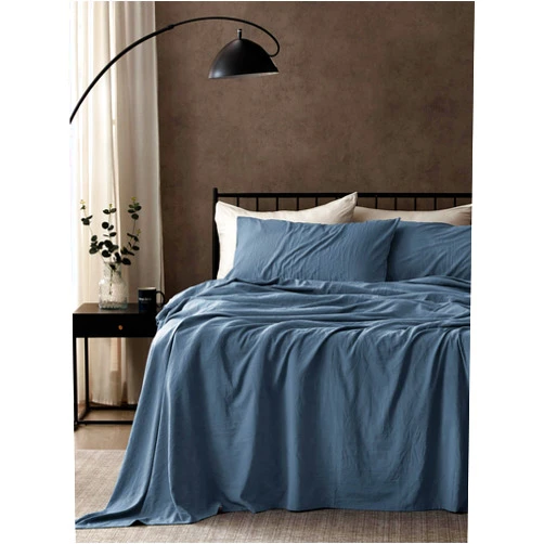 SLEEP ZONE King Size Sheets Set - Bed Sheets for King Size Bed - Washed Microfiber - 4 Piece Hotel Luxury Bedding Sheets with Fitted Sheet, Flat Sheet & 2 Pillowcases - Deep Pocket (Flint Stone Blue)