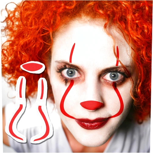 TattooIcon Clown Temporary Tattoo (Set of 2) - Clown Makeup Temporary Tattoo/Clown Tattoo Kit/Scary Halloween Costume Temporary Clown Makeup Stickers for Kids, Adults