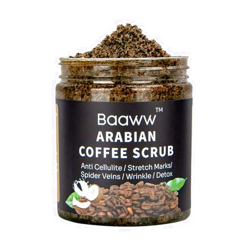 Baaww Dead Sea Salt and Arabica Coffee Body Scrub - Moisturizing and Exfoliating Body, Face, Hand, Foot Scrub,Wrinkles, 10 oz Scrub