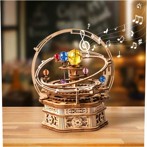 ROKR 3D Wooden Puzzles for Adults Mechanical Music Box-Starry Night, DIY Rotating Music Box Model Building Kits for Teens, DIY Crafts/Hobbies/Gifts Desk Decor for Boys Ages 14+ (Starry Night)