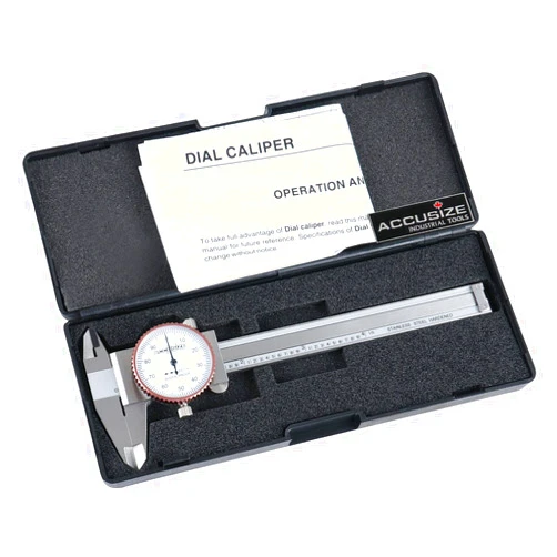 Accusize Industrial Tools 0-4 inch by 0.001 inch Precision Dial Caliper, Stainless Steel, in Fitted Box, P920-S214