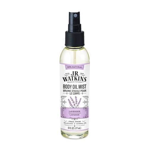 J.R. Watkins Natural Hydrating Body Oil Mist, Moisturizing Body Oil Spray for Glowing Skin, USA Made and Cruelty-Free, Lavender, 6 fl oz, Single