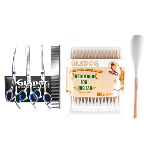 GLADOG Large Cotton Swabs for Dog Ear and Dog Grooming Scissors