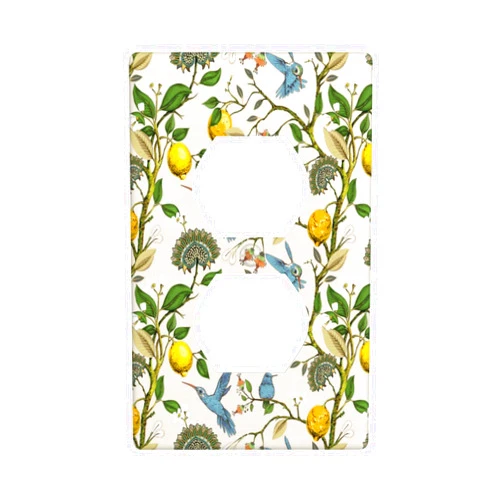 LRERNAJF Blue Bird Lemon Tree 1 Gang Outlet Cover Outlet Light Switch Cover Decorative Single Duplex Wall Plate Cover For Home Living Bedroom Kitchen Decorative