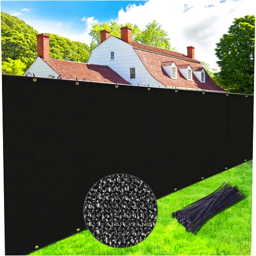 UPGRADE Privacy Fence Screen 5x10ft Commercial 220GSM Fence Panel with Brass Grommets Heavy Duty Perfect for Outdoor Backyard,Customizable,Black