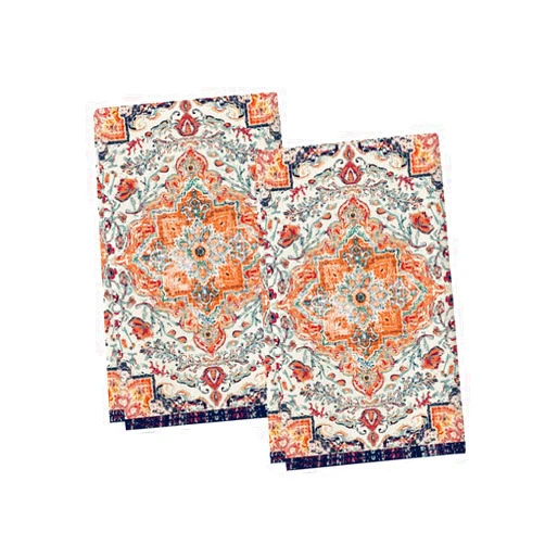 Artoid Mode Orange Flowers Bohemia Boho Kitchen Towels Dish Towels, 18x26 Inch Daily Seasonal Decoration Hand Towels Set of 2