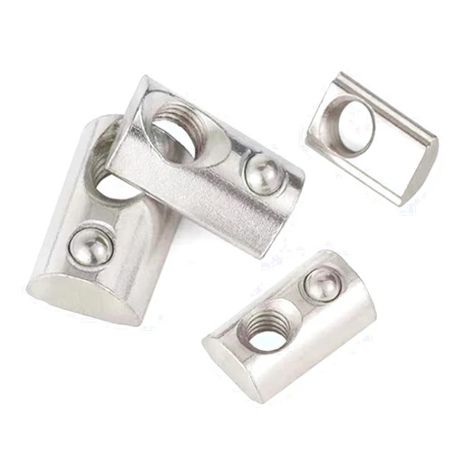 Generic 4040 Series M5 T Slot Half Round Nuts Roll-in Spring Ball Loaded Elastic Nuts Carbon Steel for European Standard 4040 Series Aluminum Extrusion Profile Rail with 8mm Slot for 3D Printer(M5,20 Pcs)